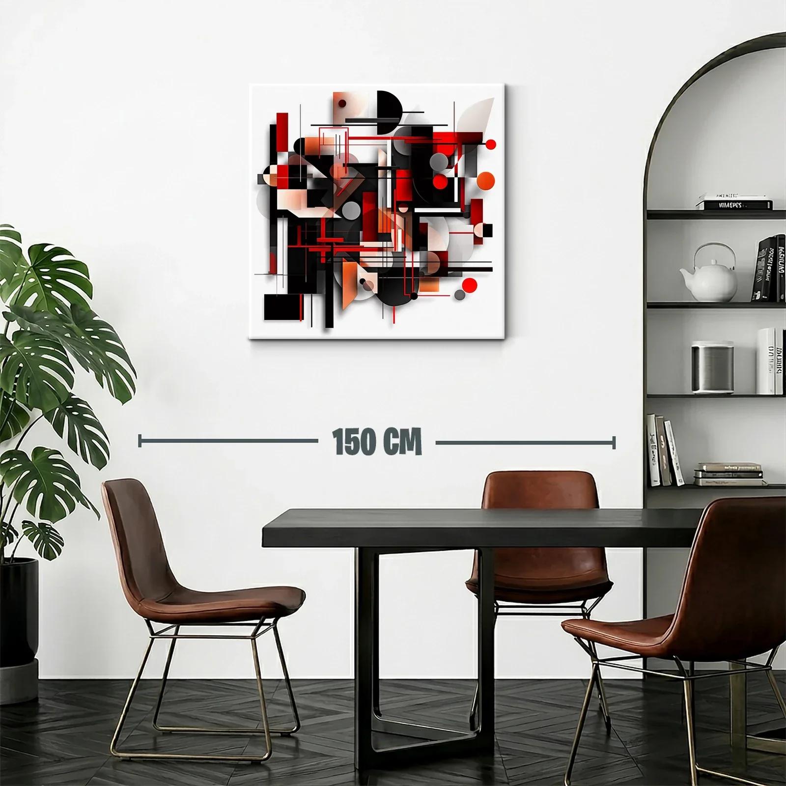 Composición geométrica abstracta en tonos rojo y negro — miniatura 2