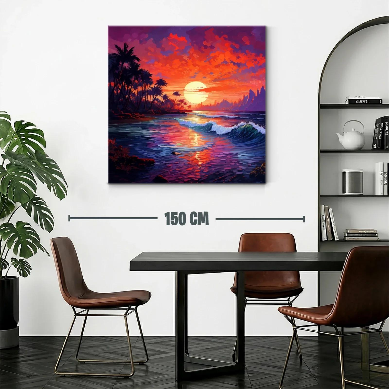 Atardecer vibrante sobre la costa tropical con palmeras — miniatura 2