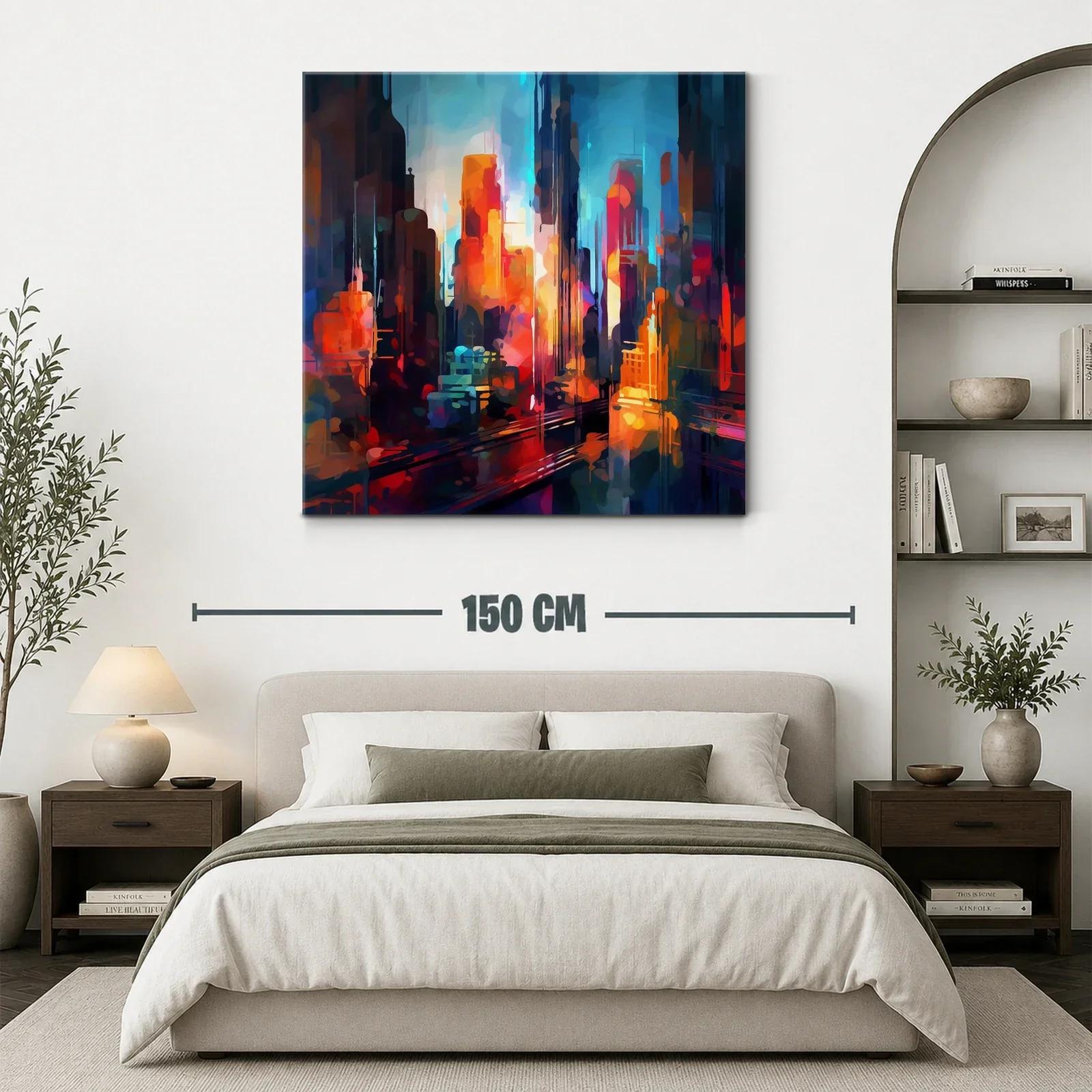 Paisaje urbano vibrante con luces cálidas y frías — miniatura 3
