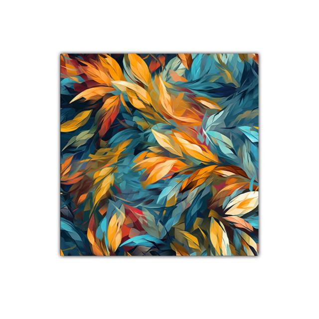 Vibrante composición de hojas en tonos cálidos y fríos