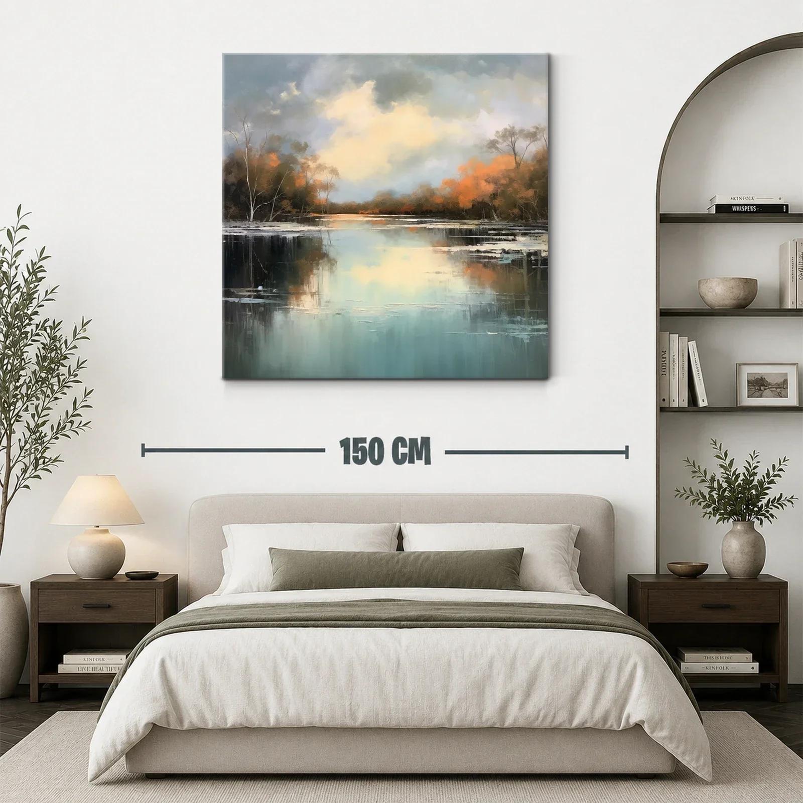 Paisaje sereno con reflejos otoñales en lago tranquilo — miniatura 3
