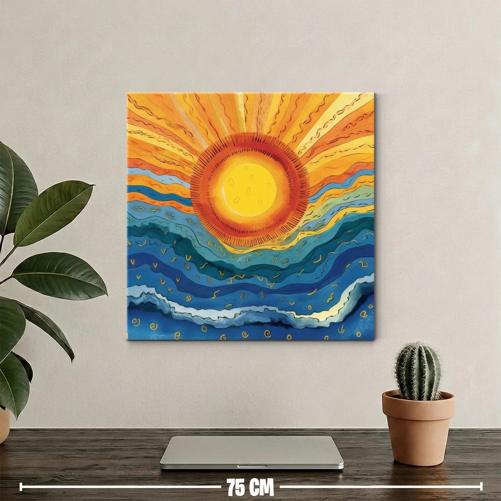Arte abstracto con sol radiante y olas ondulantes — miniatura 2