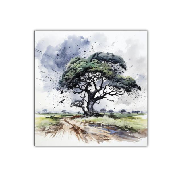 Árbol solitario en paisaje natural con efectos dinámicos