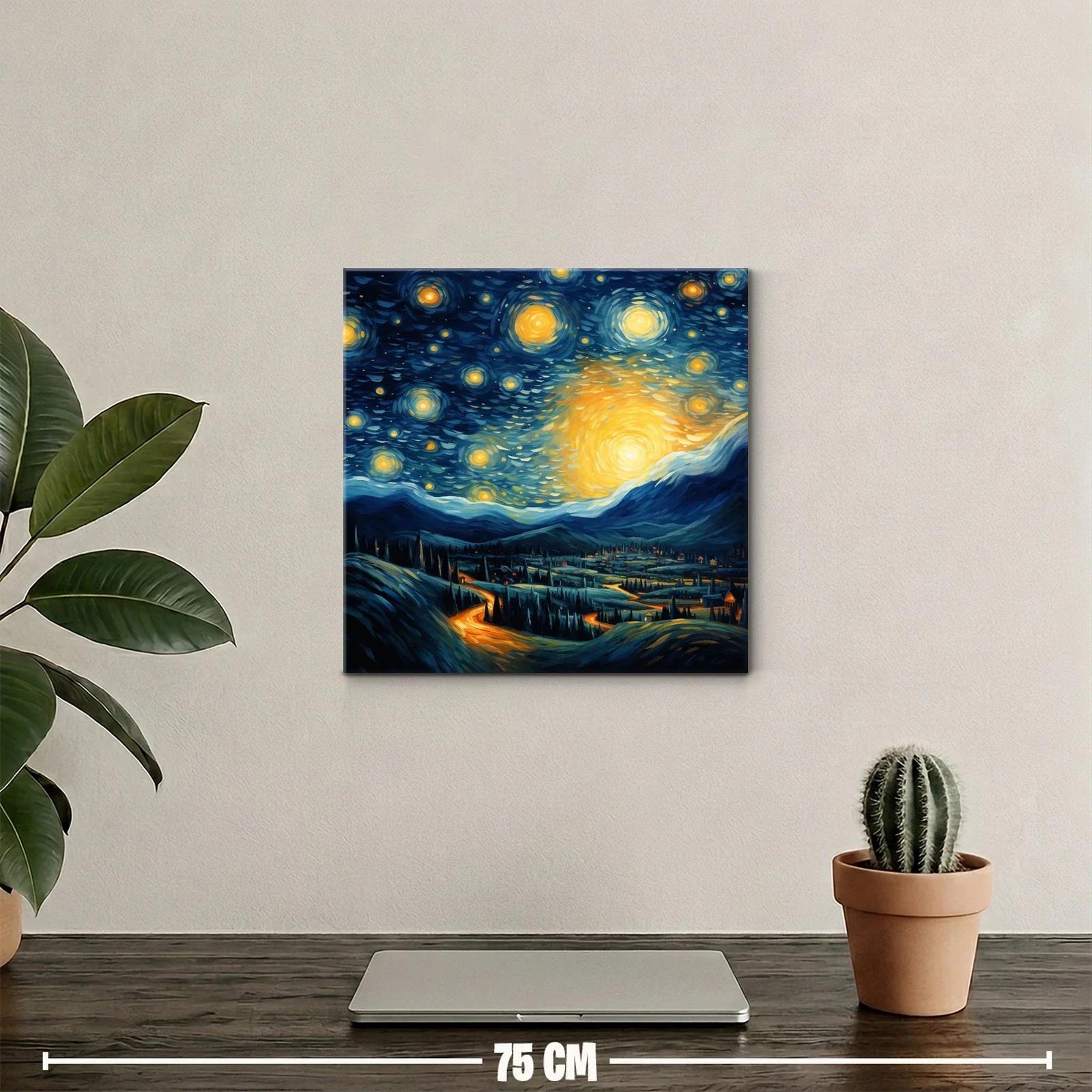 Paisaje nocturno con cielo estrellado vibrante y montañas — miniatura 2