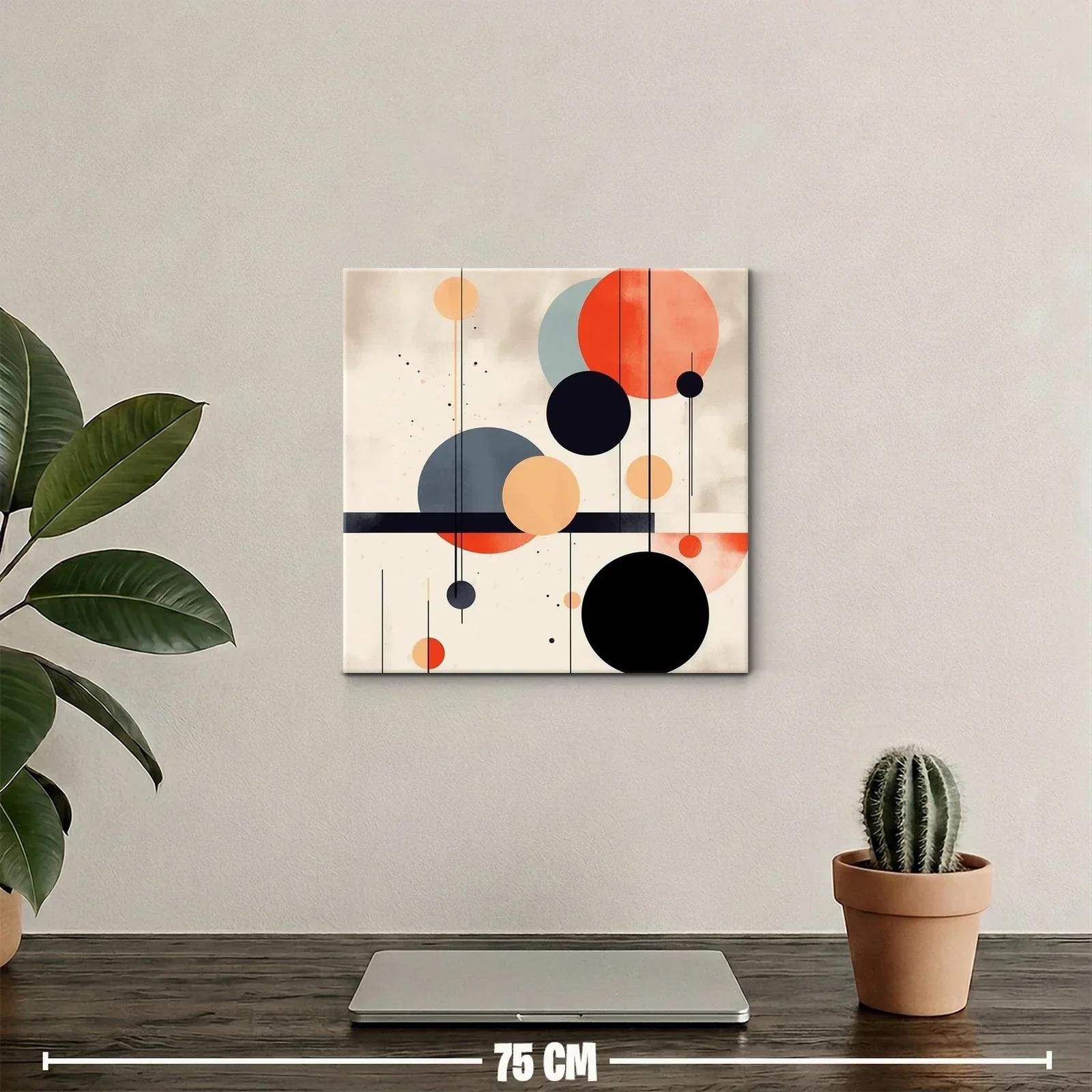 Cuadro abstracto con círculos en tonos cálidos y neutros — miniatura 2