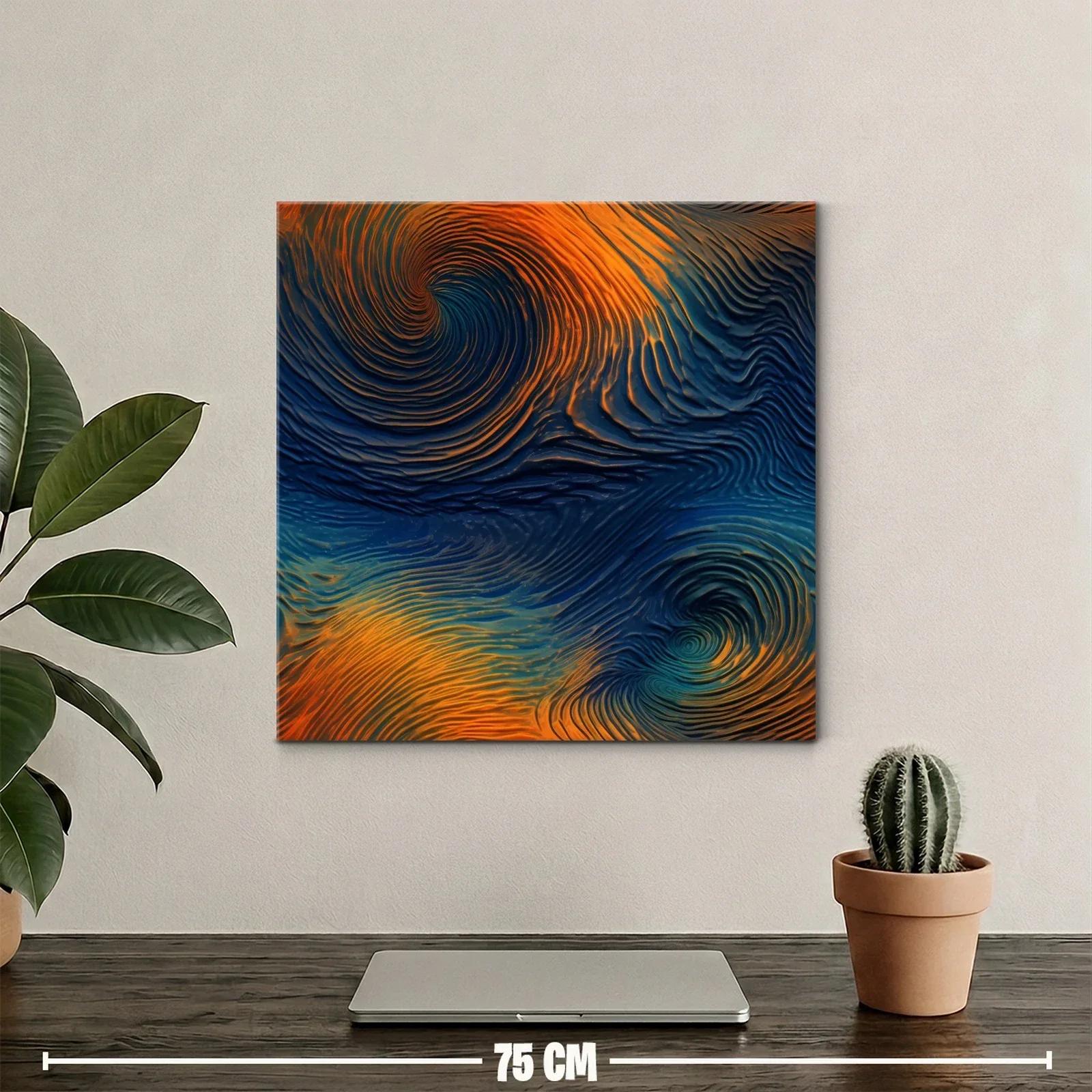 Cuadro abstracto con remolinos en tonos cálidos y profundos — miniatura 2