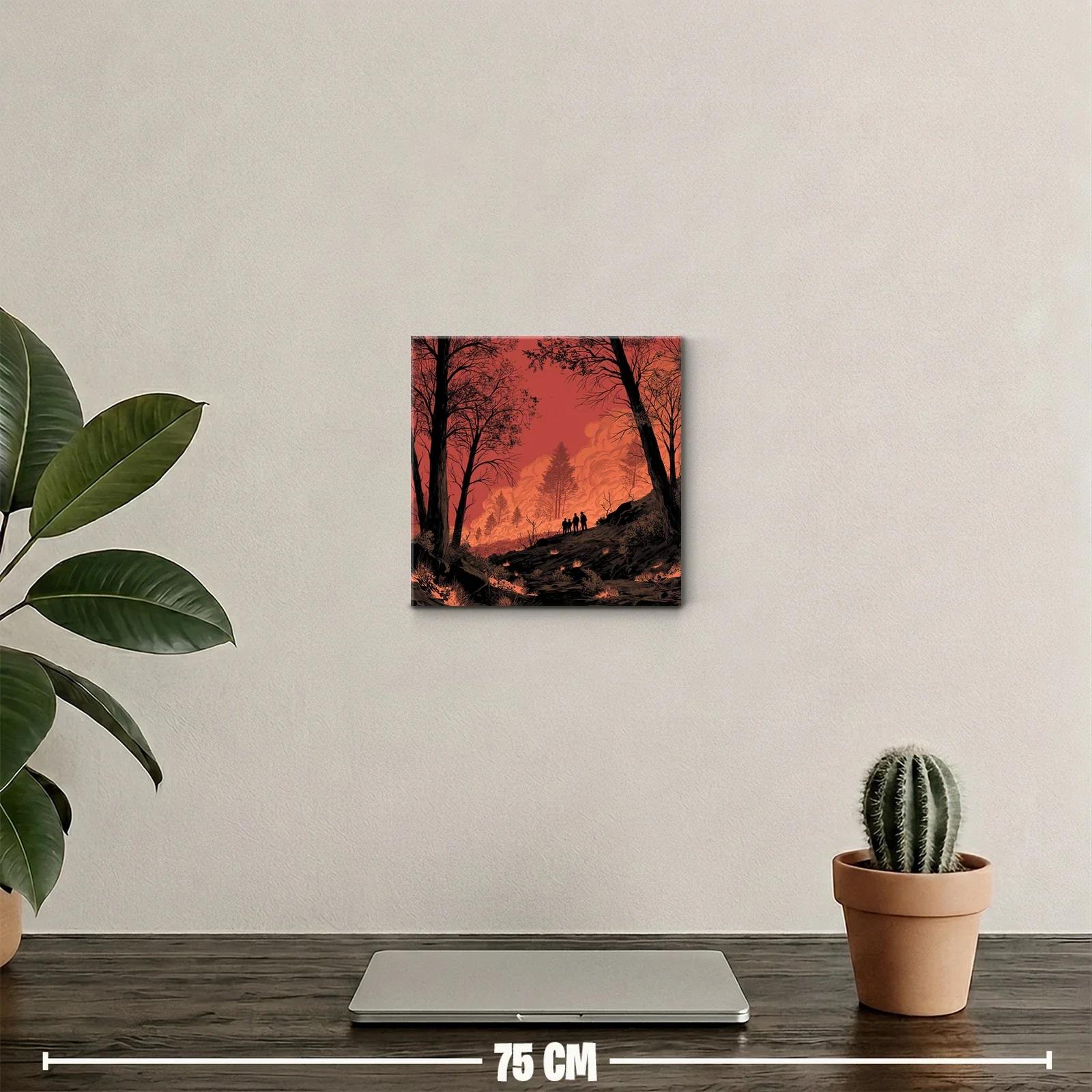 Atardecer intenso con siluetas entre árboles en llamas — miniatura 2