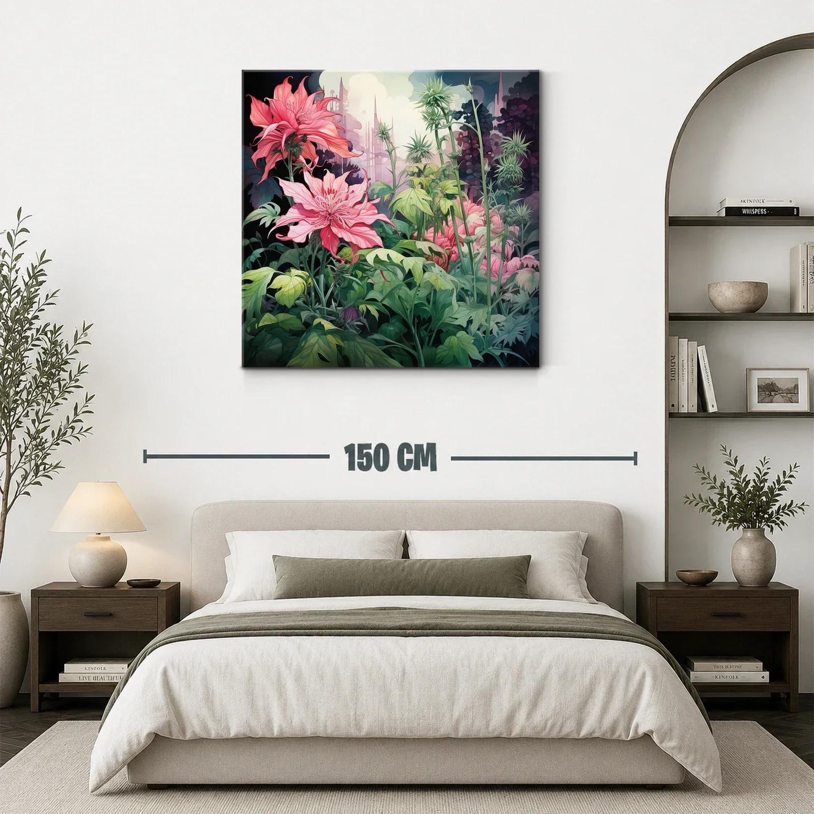 Jardín onírico con flores rosas y follaje exuberante — miniatura 3