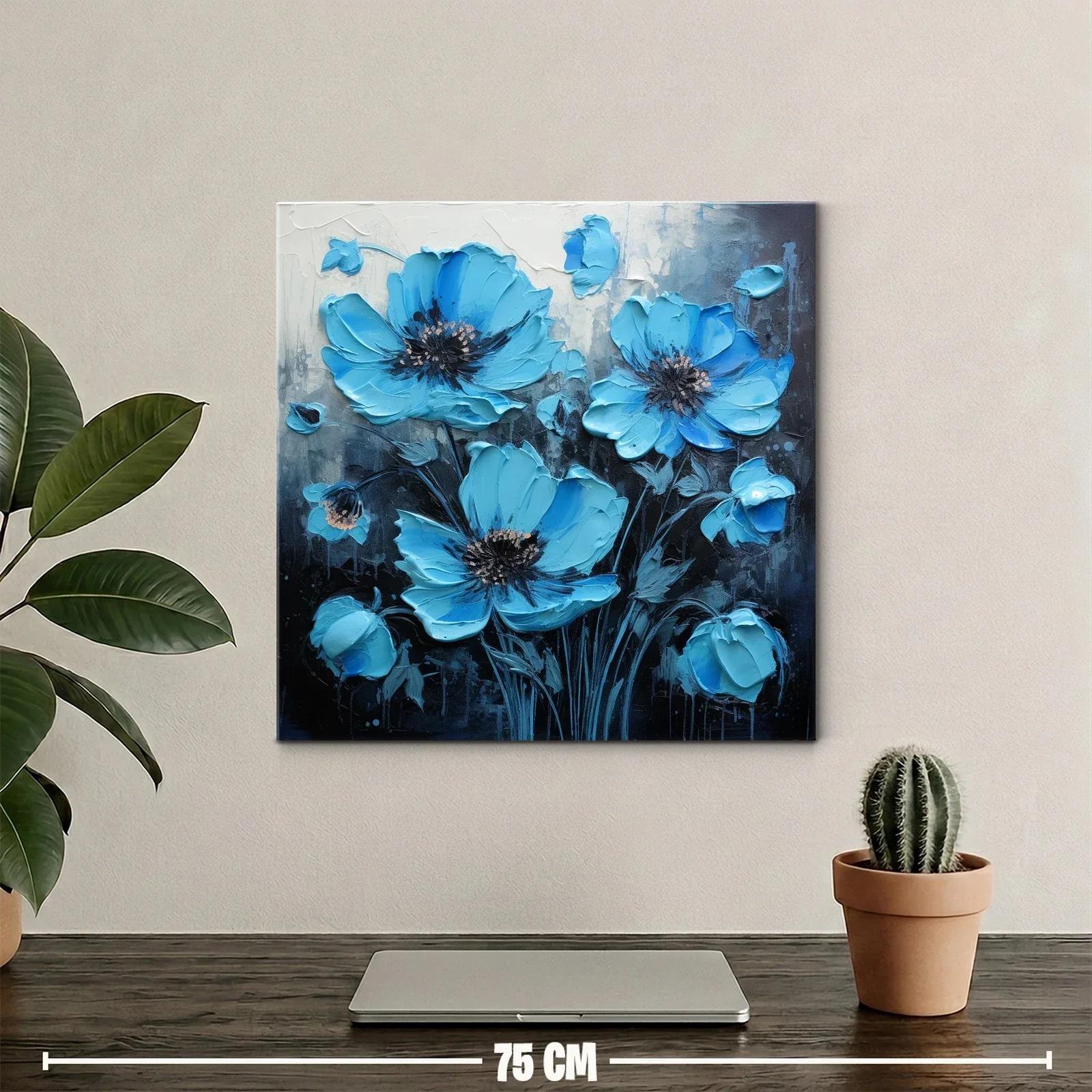 Flores azules vibrantes sobre fondo oscuro elegante — miniatura 2