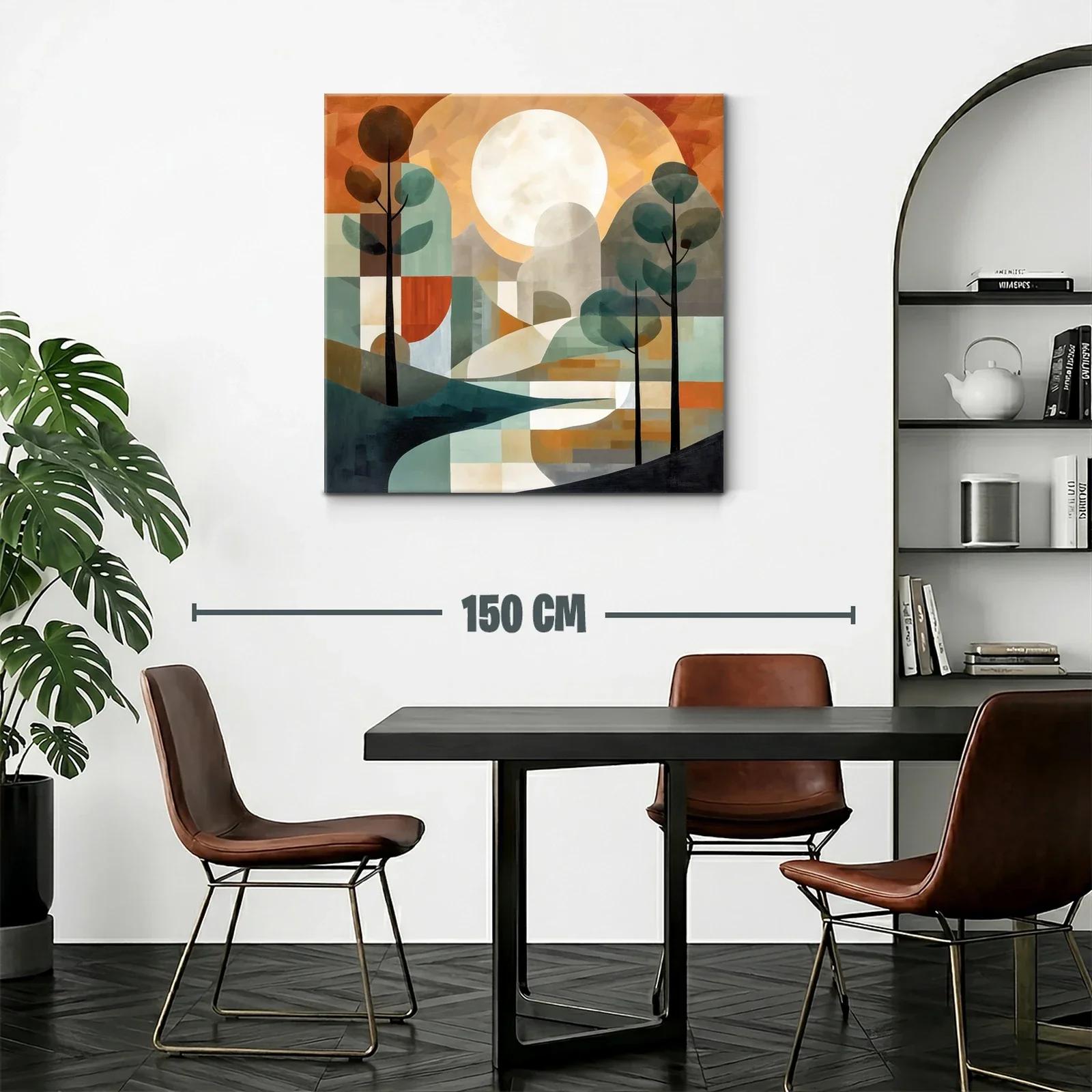 Paisaje abstracto con árboles y gran luna brillante — miniatura 2