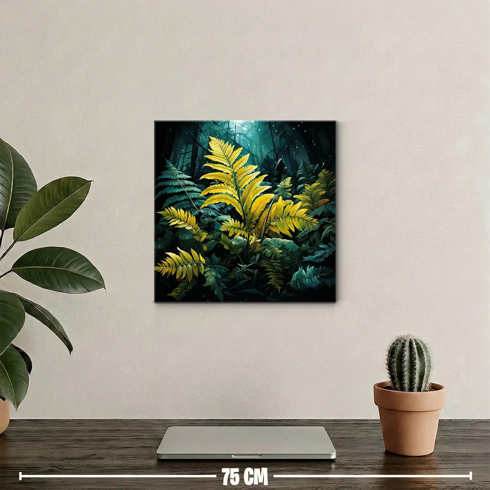 Hojas amarillas destacadas en selva oscura y luminosa — miniatura 2