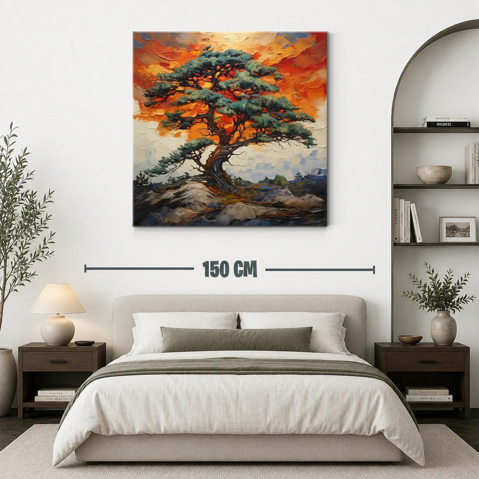Árbol solitario con cielo fuego en paisaje natural — miniatura 3