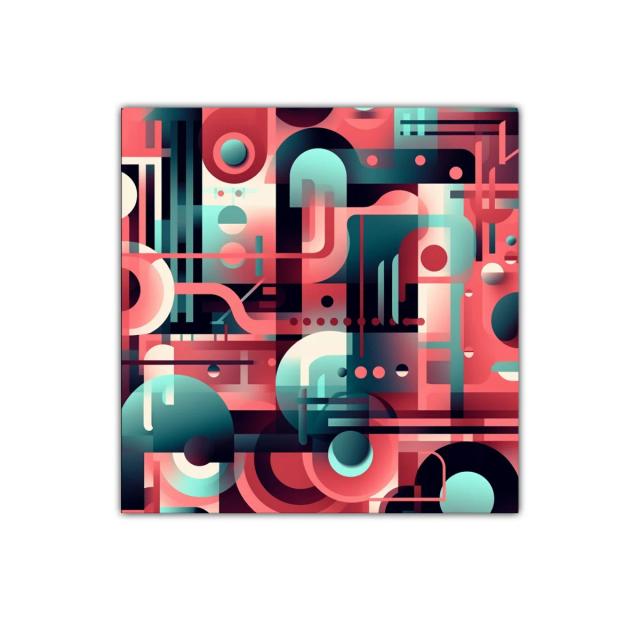 Cuadro decorativo con formas geométricas y colores vibrantes