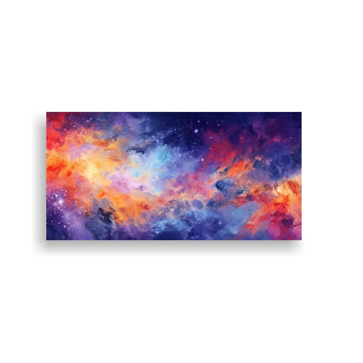 Cuadro nebulosa panorámica con brillos y puntos blancos