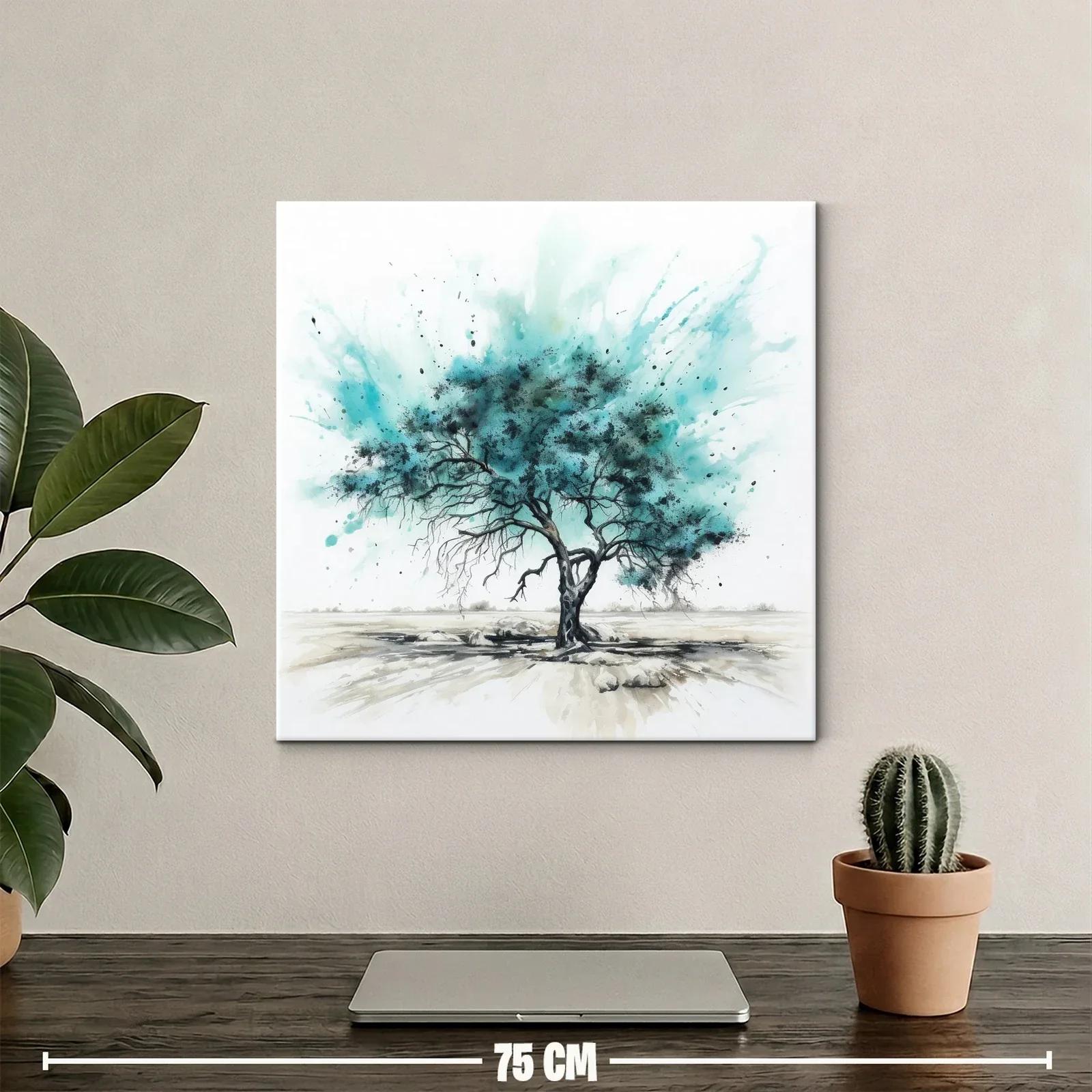 Árbol solitario con vibrantes tonos turquesa y negro — miniatura 2