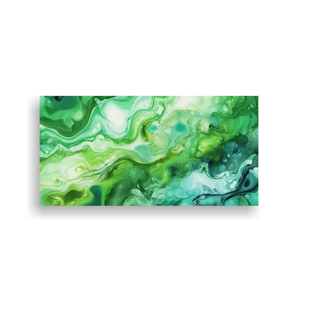 Cuadro remolino abstracto verde con vetas ondulantes