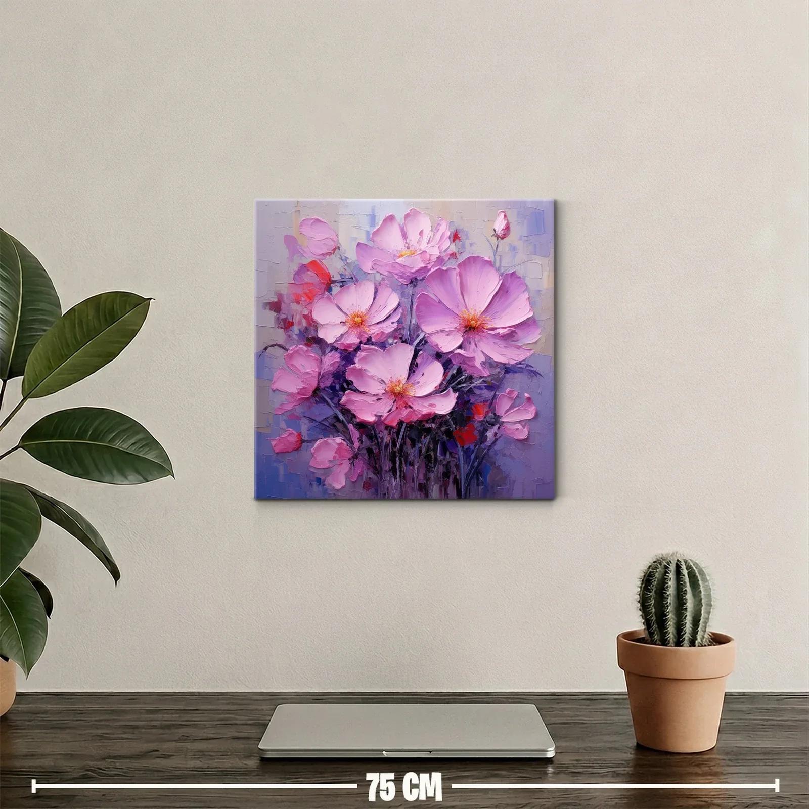 Cuadro moderno con ramo de flores en tonos rosas y lilas — miniatura 2