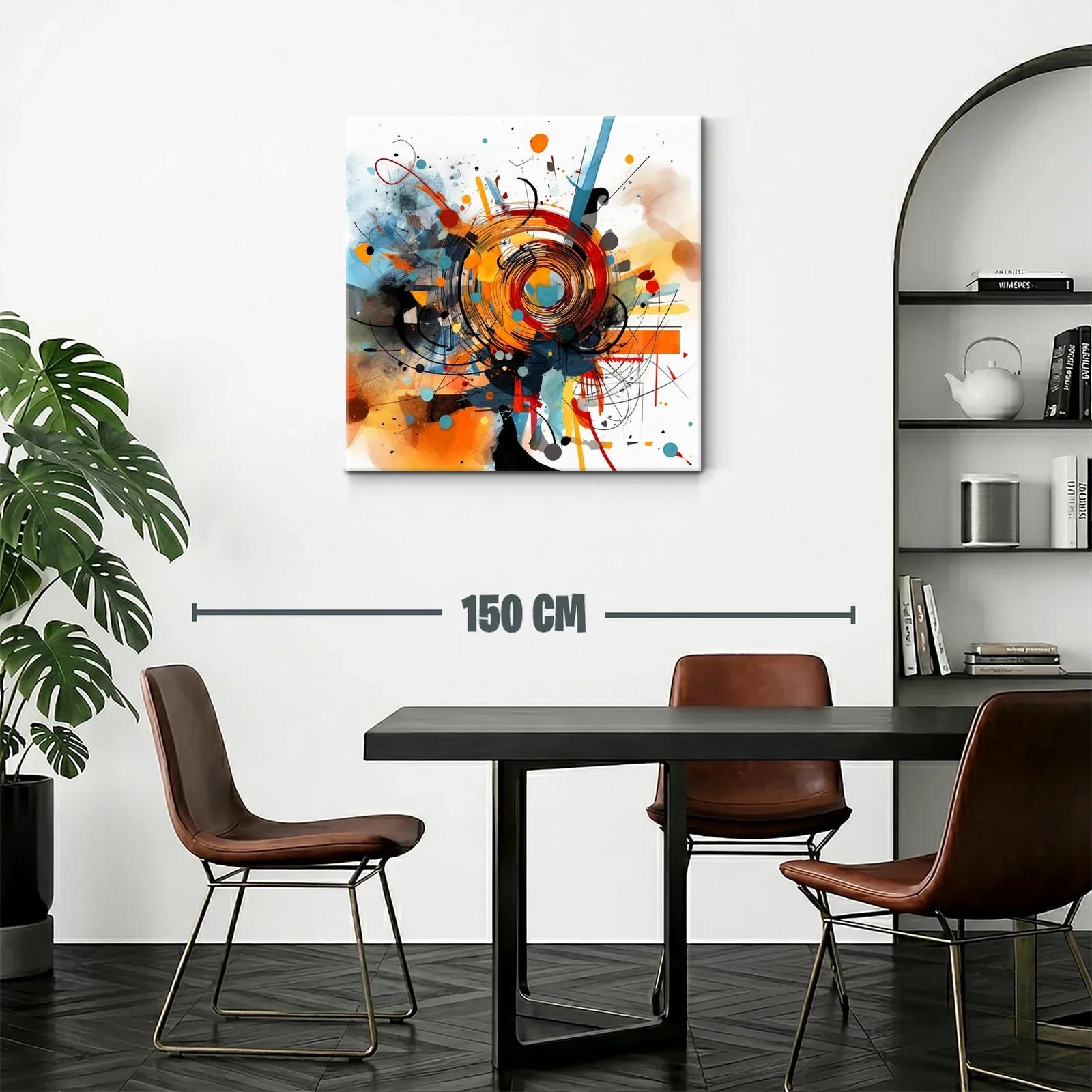 Cuadro abstracto con vibrantes espirales en tonos cálidos — miniatura 2