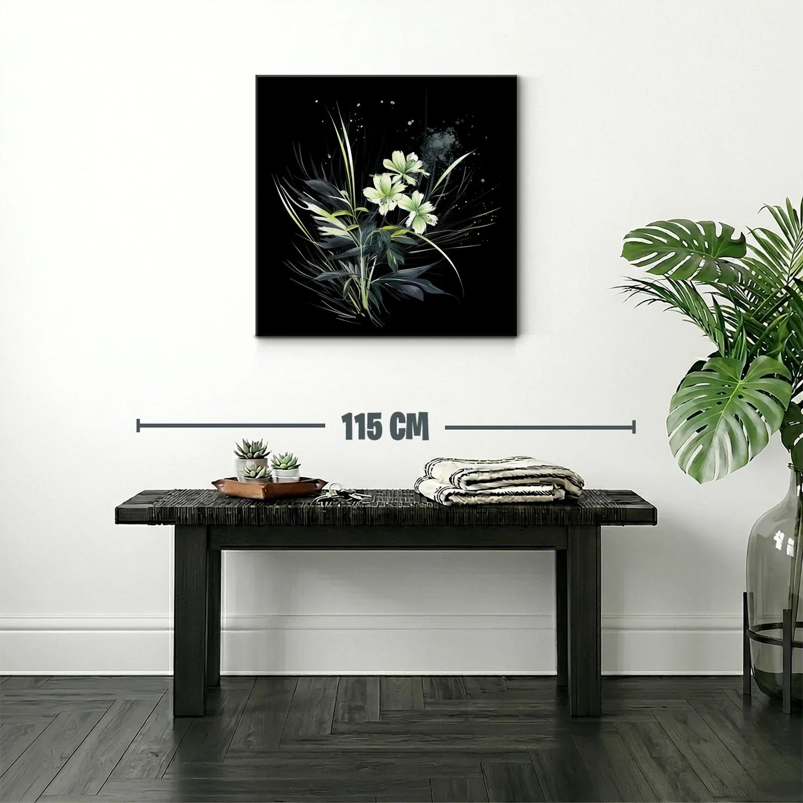Elegancia natural con flores blancas sobre fondo negro — miniatura 2