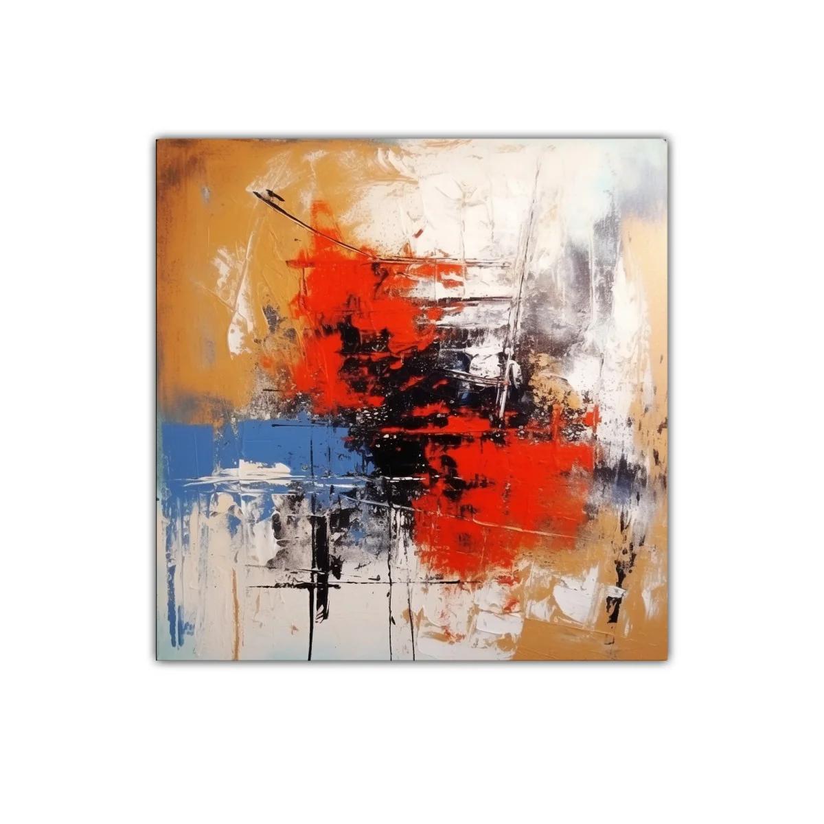 Cuadro abstracto con tonos cálidos y contrastes intensos