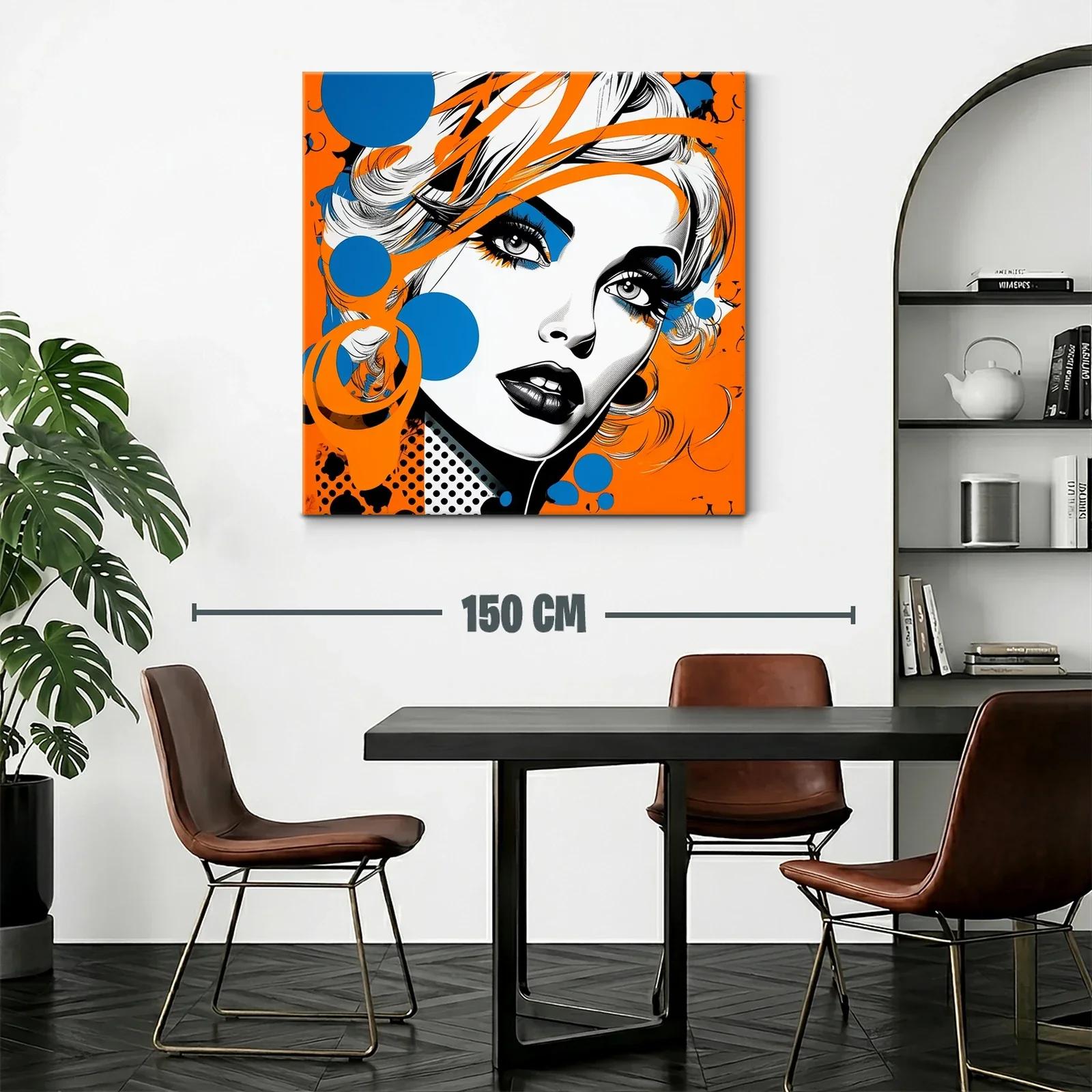 Retrato pop art femenino en vibrantes tonos naranja y azul — miniatura 2