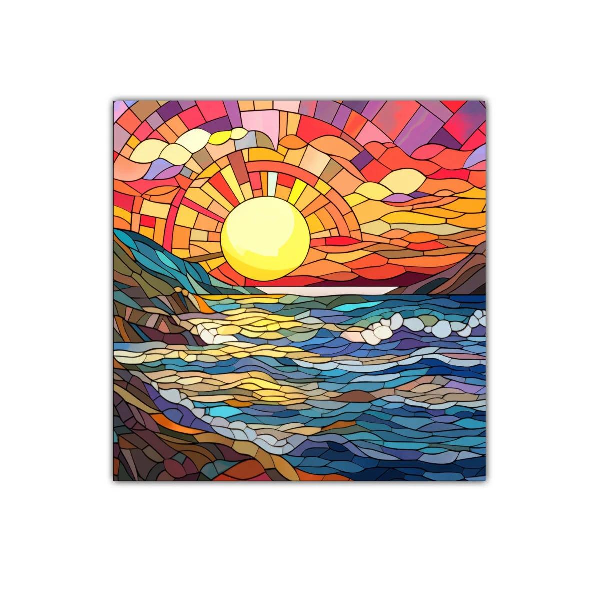 Cuadro vibrante de paisaje marino al atardecer — imagen principal