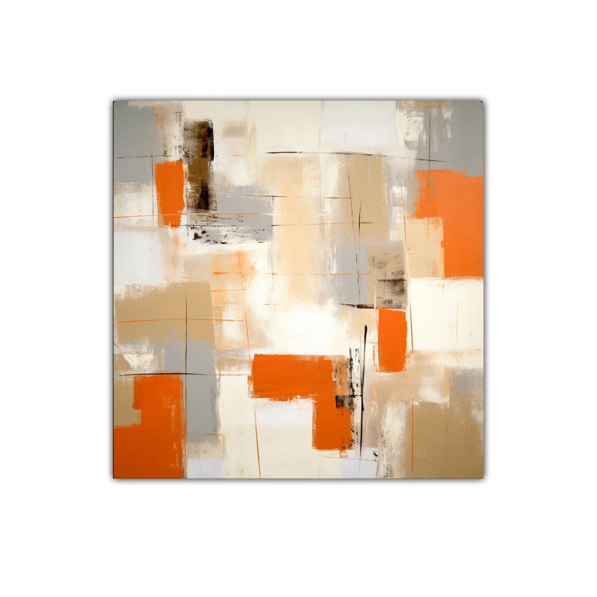 Cuadro Abstracto en Tonos Naranja y Neutros para Decorar