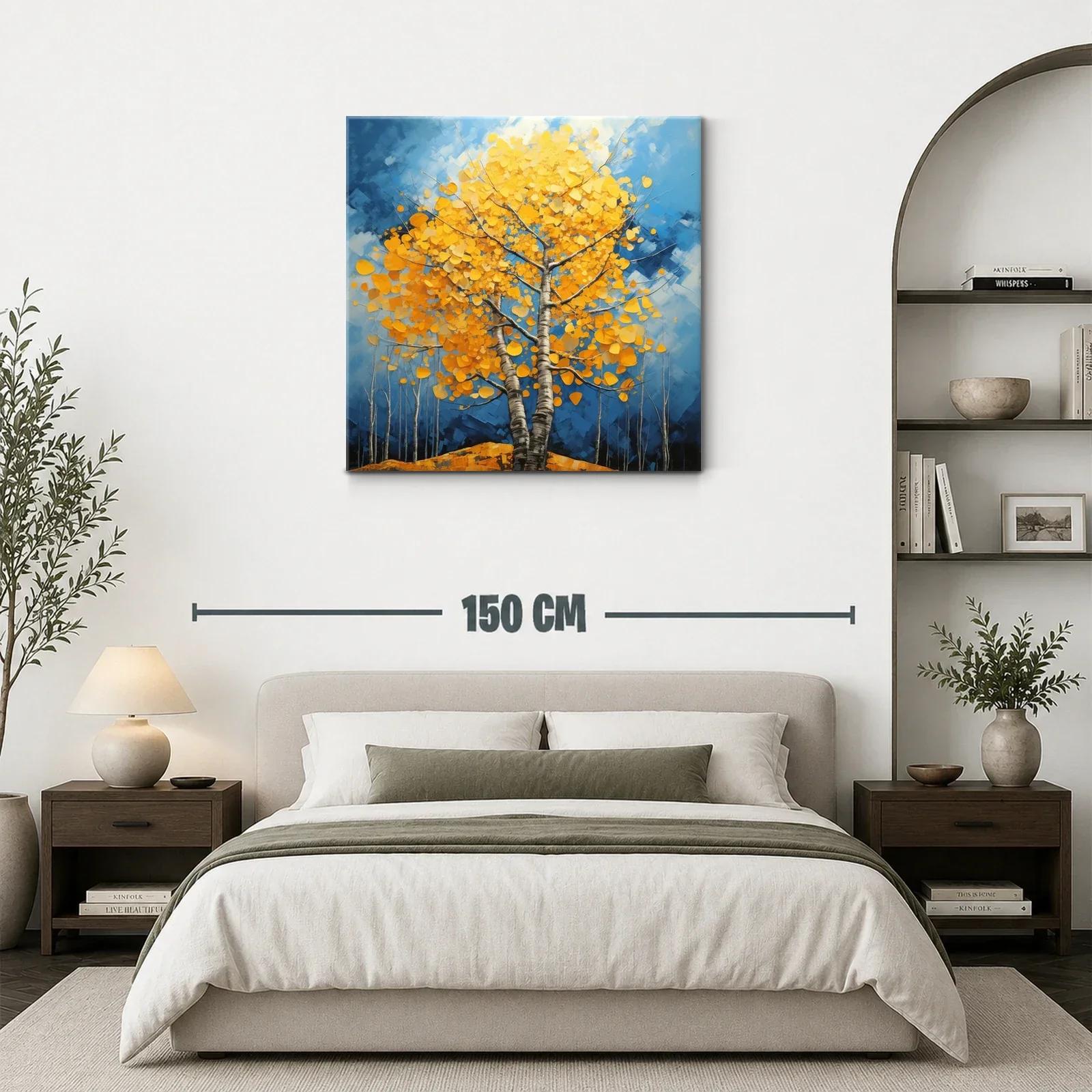 Árbol en otoño con hojas doradas sobre cielo azul — miniatura 3