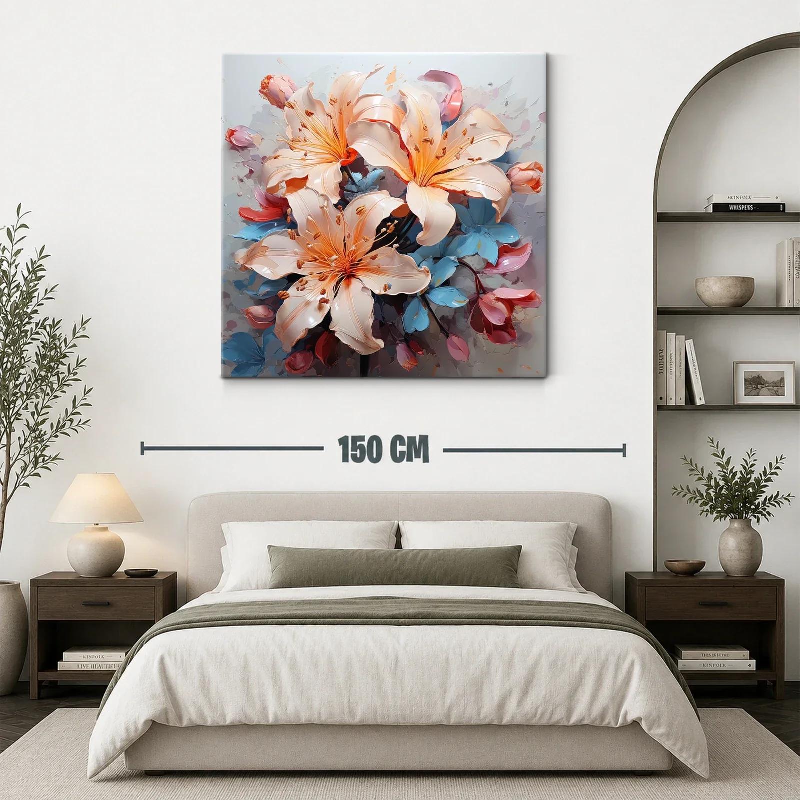 Cuadro floral elegante con lirios en tonos suaves y vibrantes — miniatura 3
