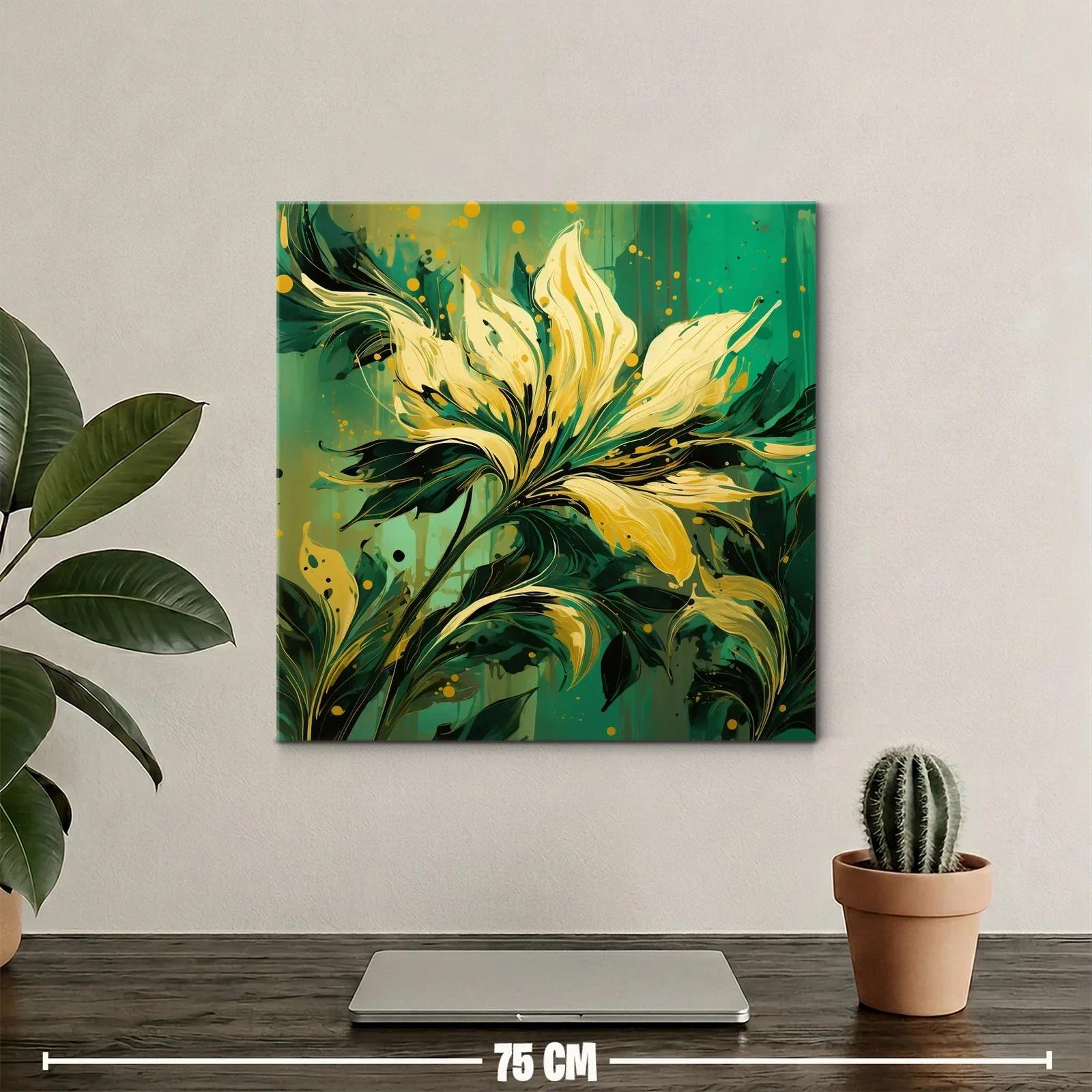Flor abstracta en tonos verdes y amarillos vibrantes — miniatura 2