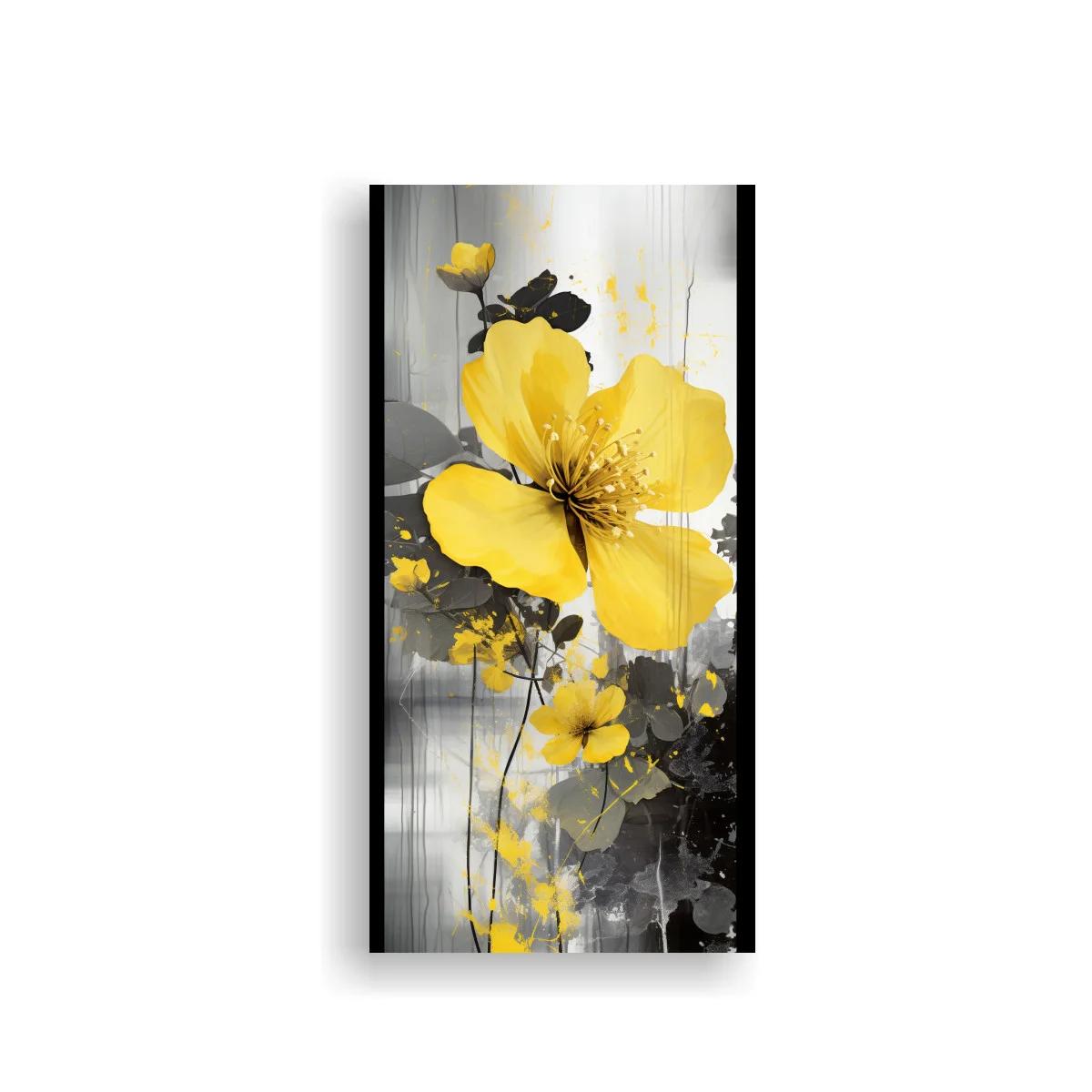 Cuadro flor amarilla tipo amapola con contraste expresivo — imagen principal