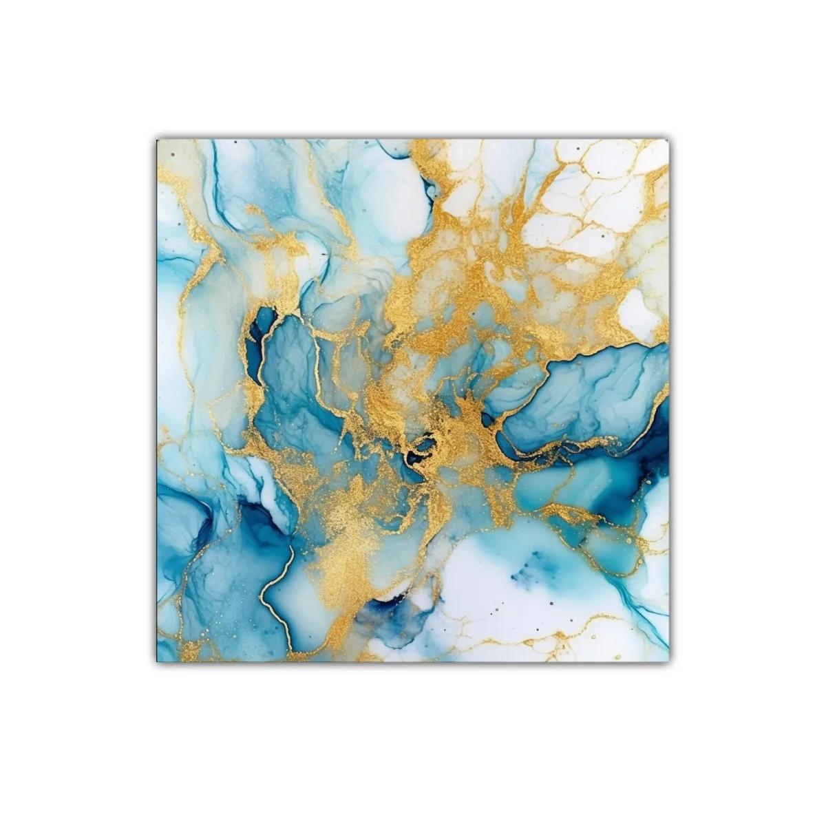 Abstracción elegante en azul con detalles dorados brillantes — imagen principal