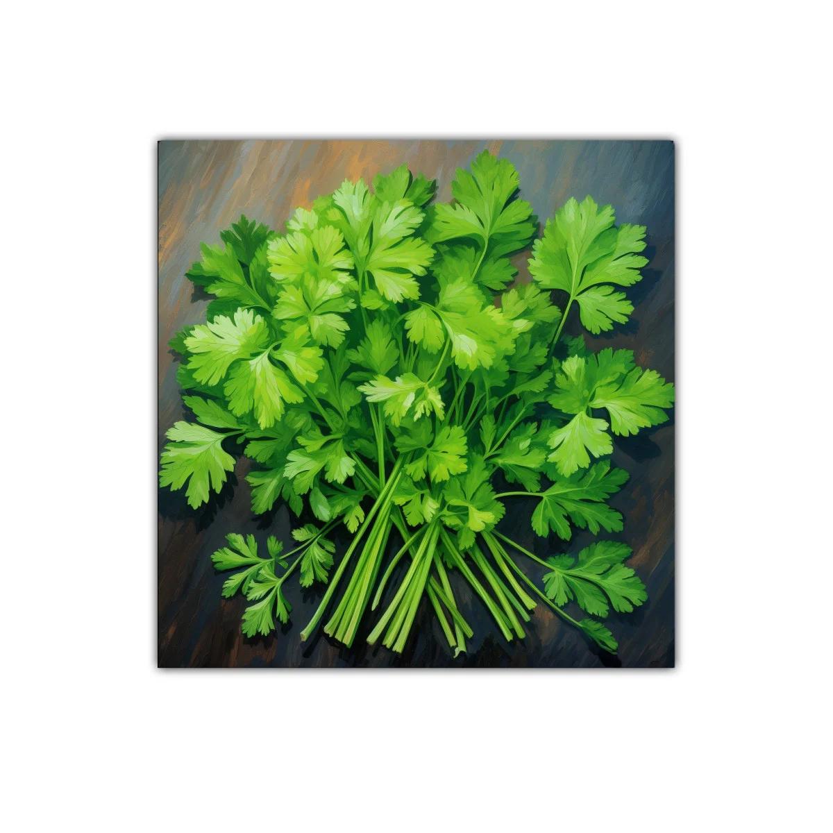 Cuadro decorativo con ramo de hojas verdes brillantes — imagen principal