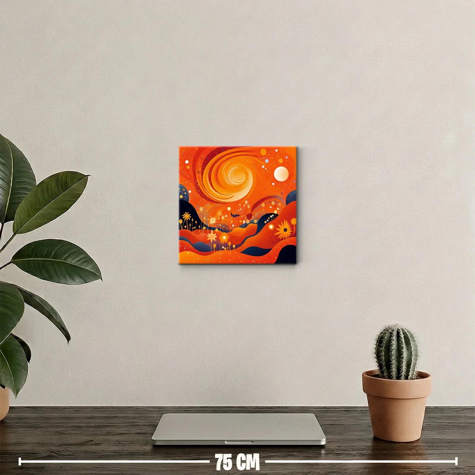 Cuadro decorativo con paisaje abstracto en tonos cálidos — miniatura 2