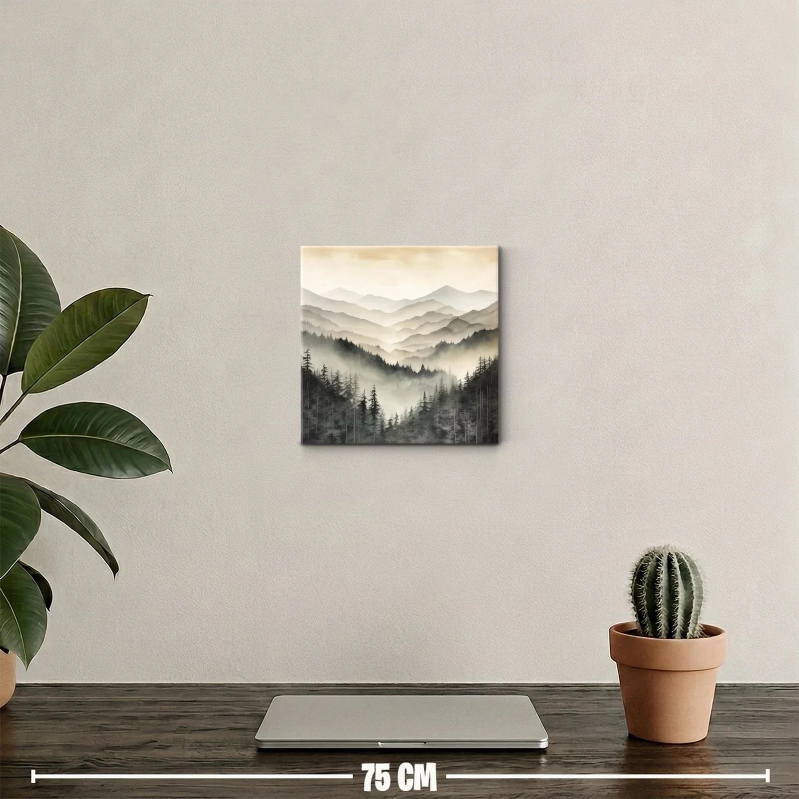 Paisaje de Montañas y Bosques con Niebla Suave y Tranquila — miniatura 2