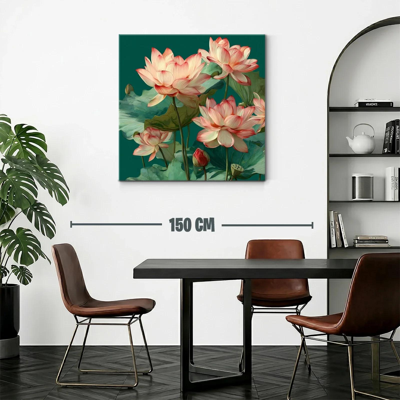 Flores de loto en tonos suaves sobre fondo verde — miniatura 2