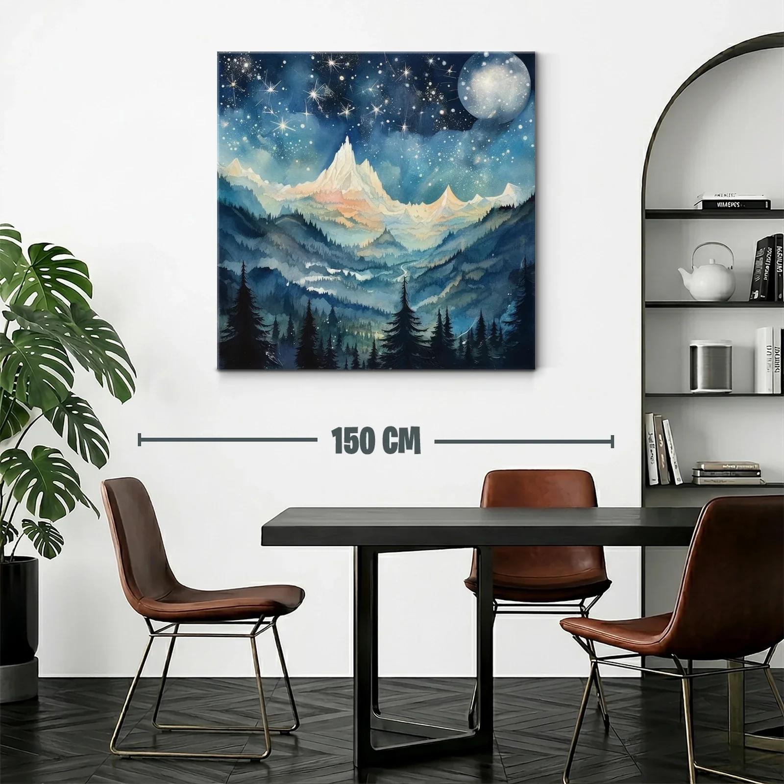 Paisaje nocturno con montañas y cielo estrellado brillante — miniatura 2
