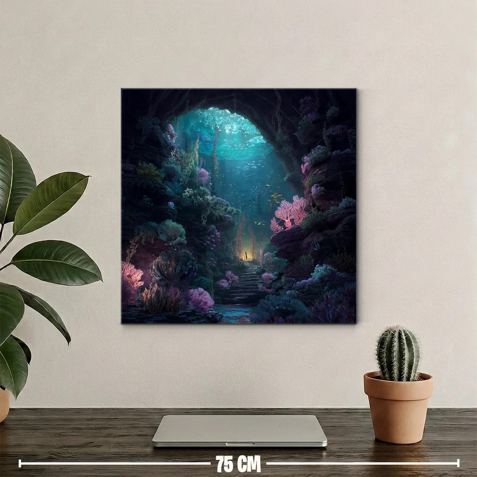 Misteriosa cueva submarina con vibrante vida marina — miniatura 2