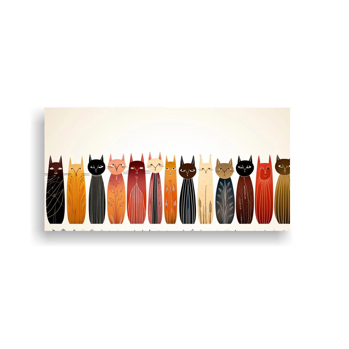 Cuadro fila de gatos con ratones repetidos