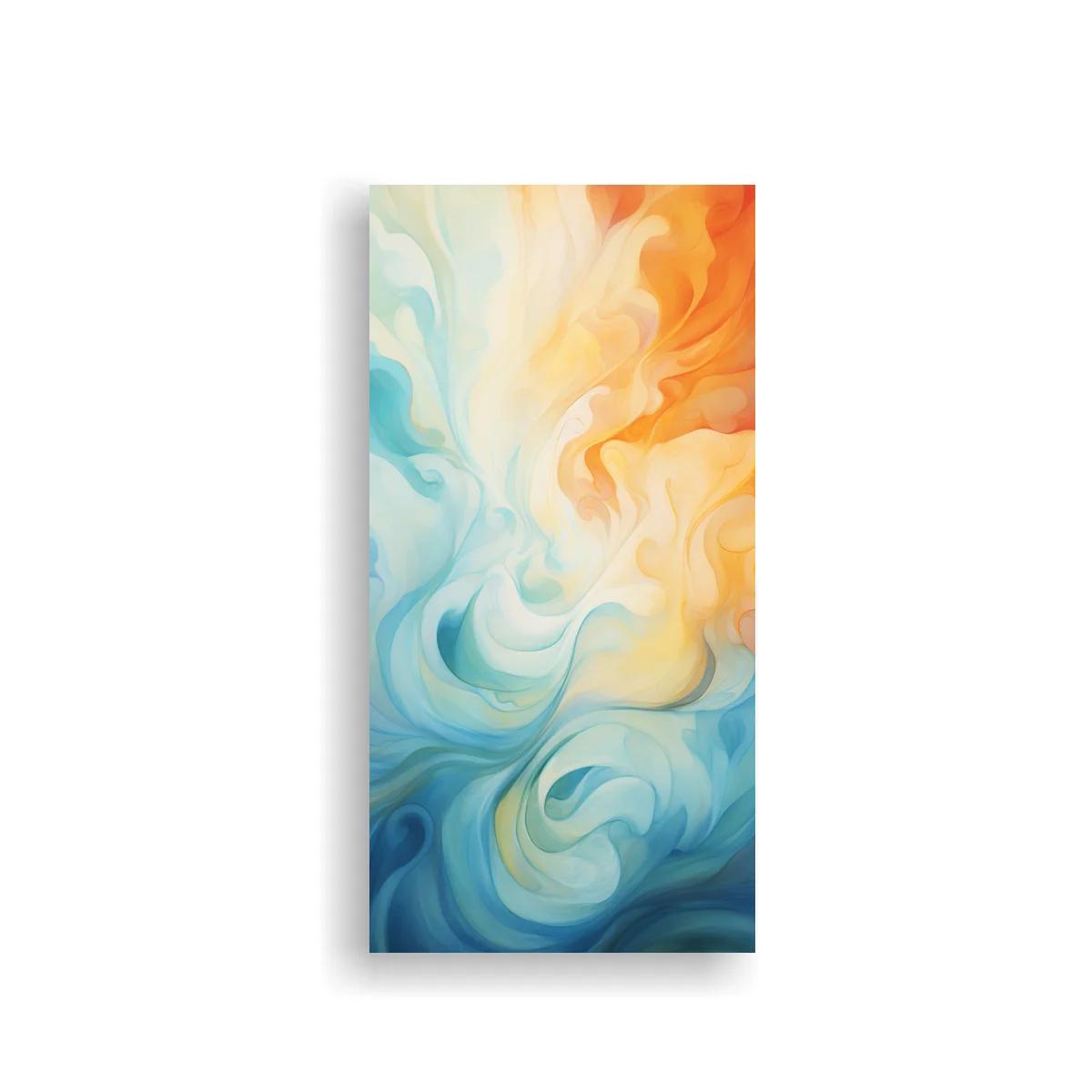 Cuadro remolinos de color abstractos en azul turquesa y naranja