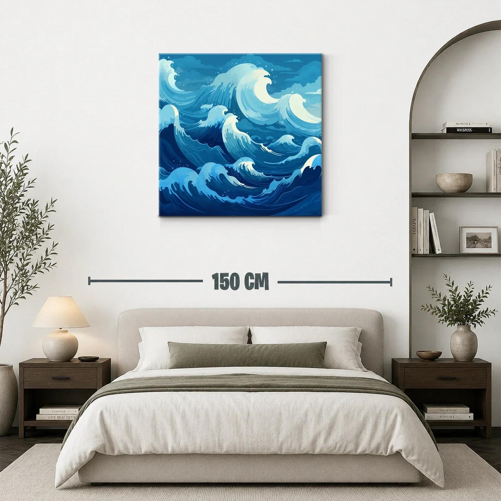 Dinámico cuadro de olas marinas en tonos azules vibrantes — miniatura 3