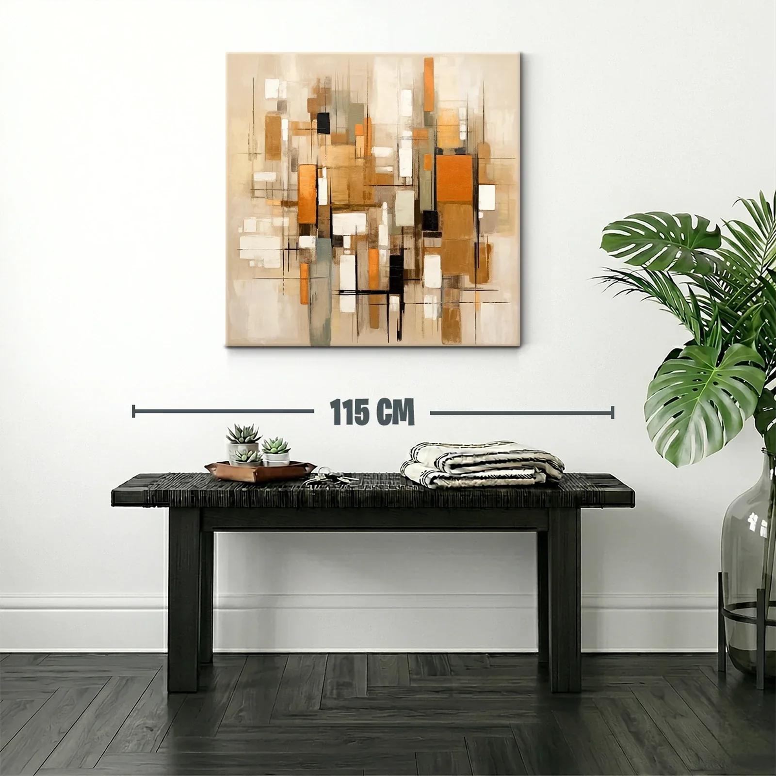 Cuadro abstracto con formas geométricas y tonos cálidos — miniatura 2