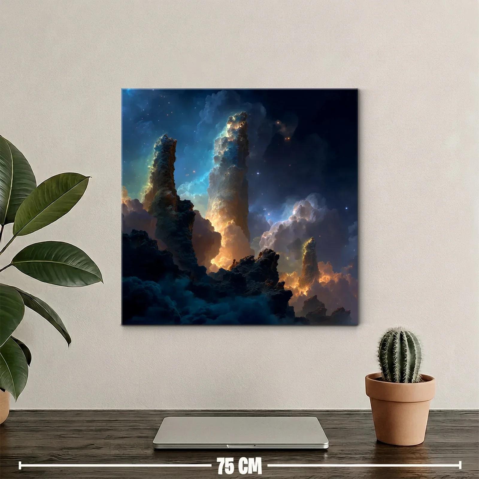 Paisaje cósmico con pilares de luz y nebulosas — miniatura 2