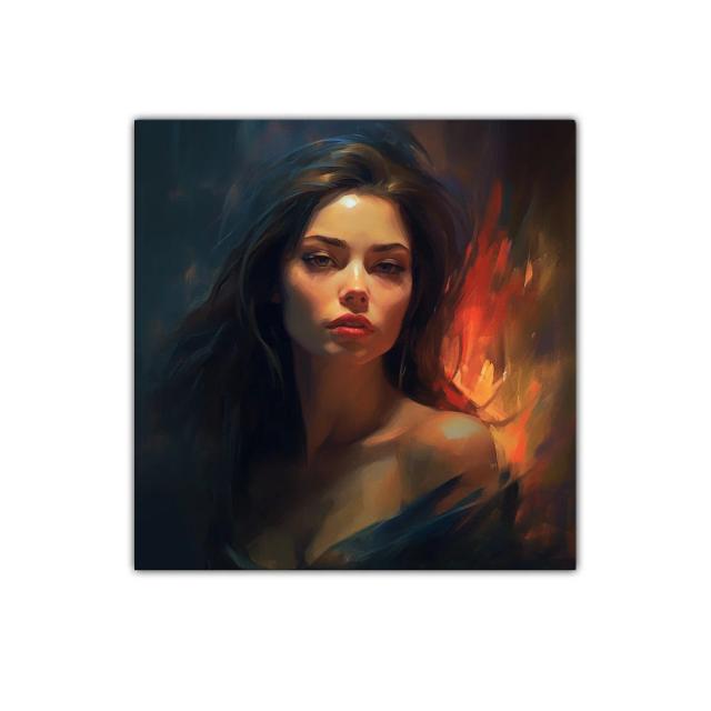 Retrato contemporáneo de mujer con luz cálida y sombras intensas