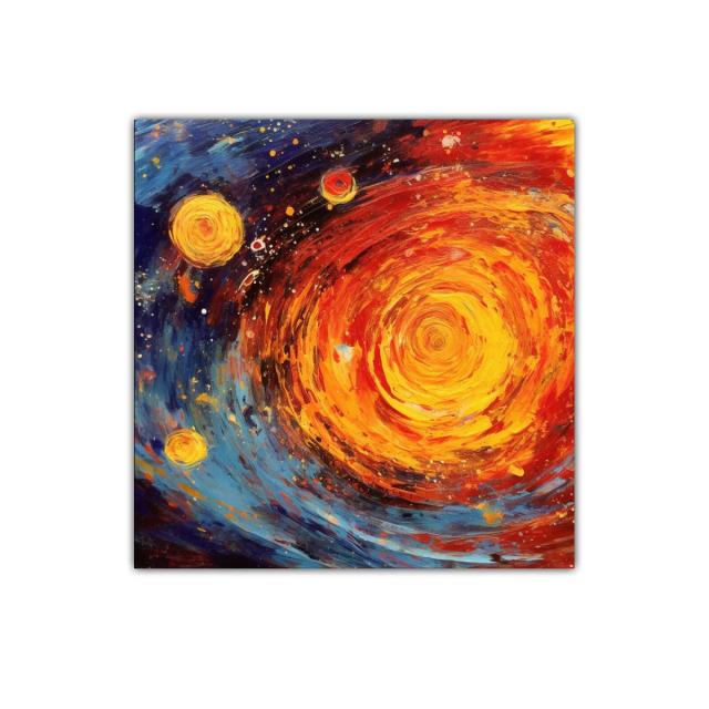 Cuadro decorativo espiral cósmica de fuego y cosmos