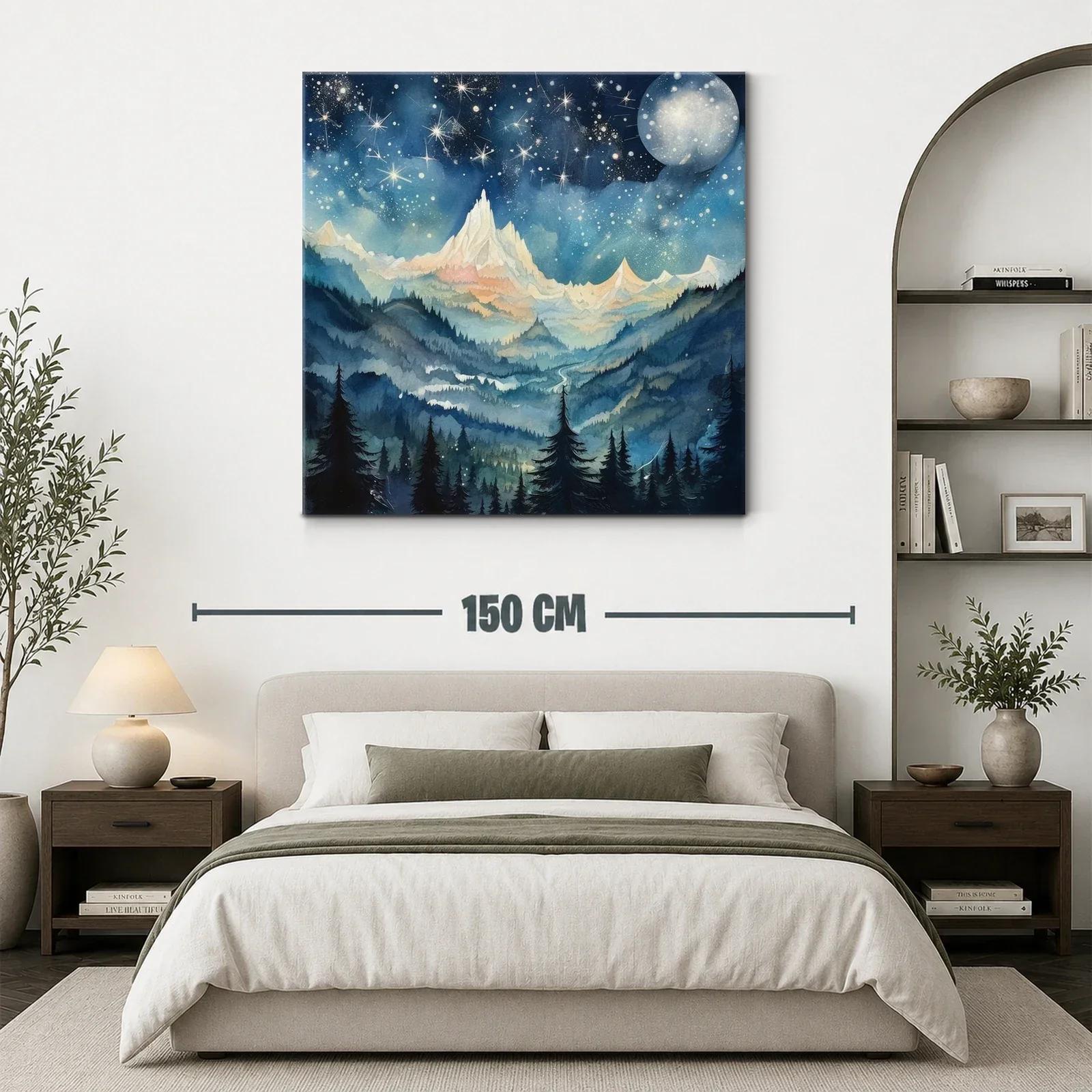 Paisaje nocturno con montañas y cielo estrellado brillante — miniatura 3