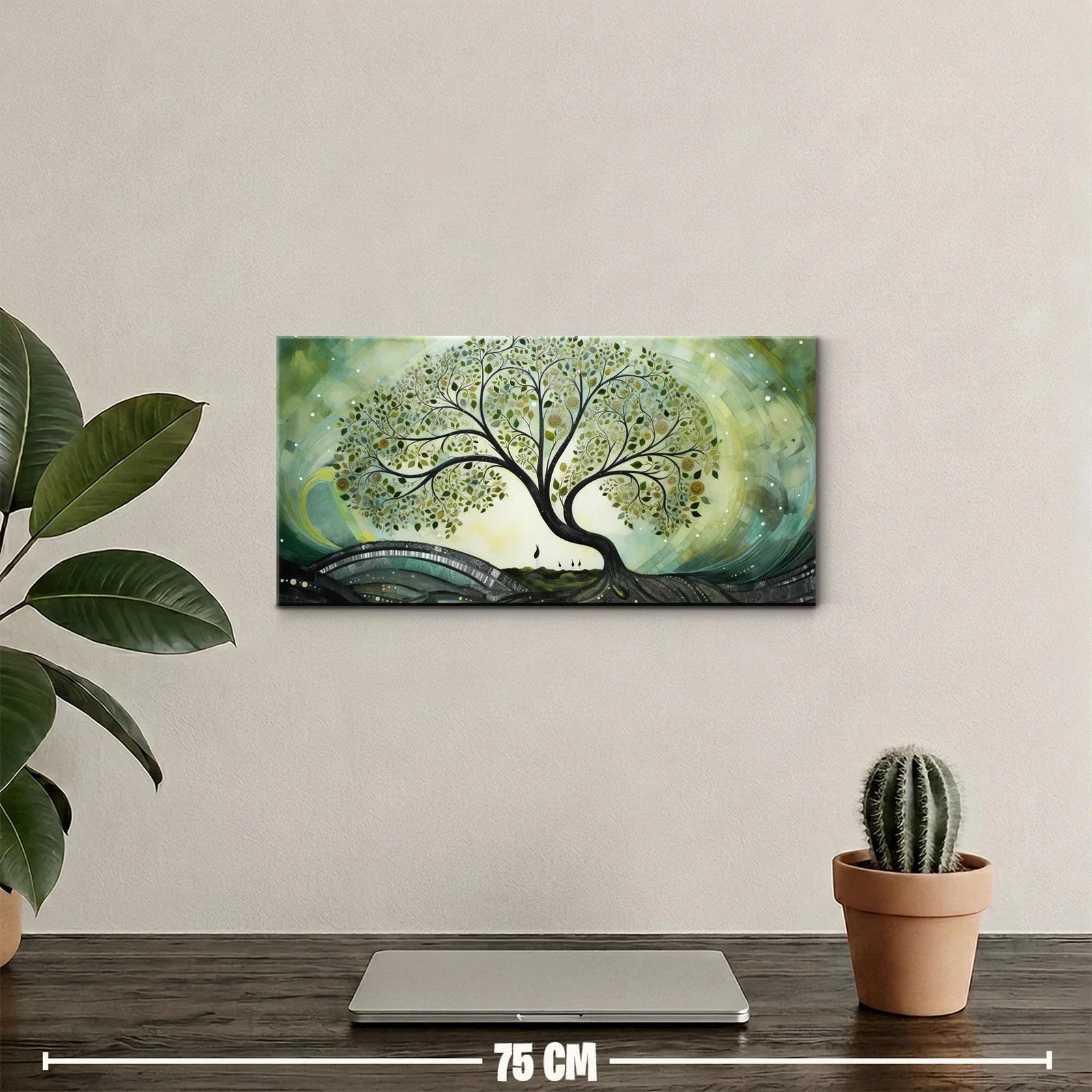 Cuadro árbol de la vida con pareja bajo ramas onduladas — miniatura 2