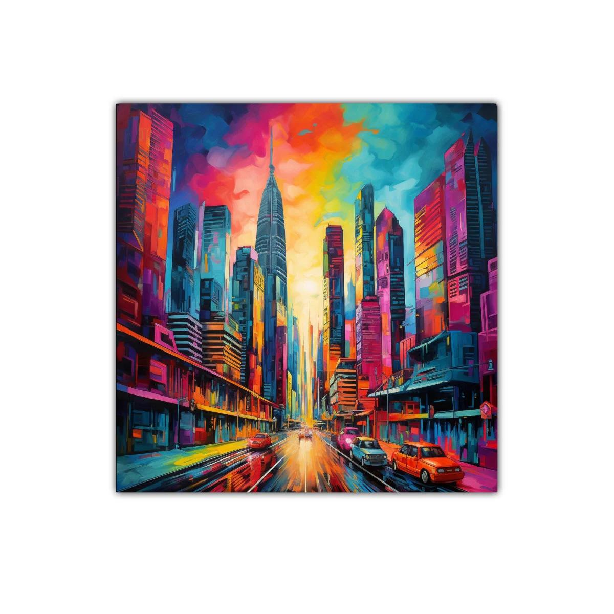 Atardecer vibrante en la ciudad moderna llena de color — imagen principal