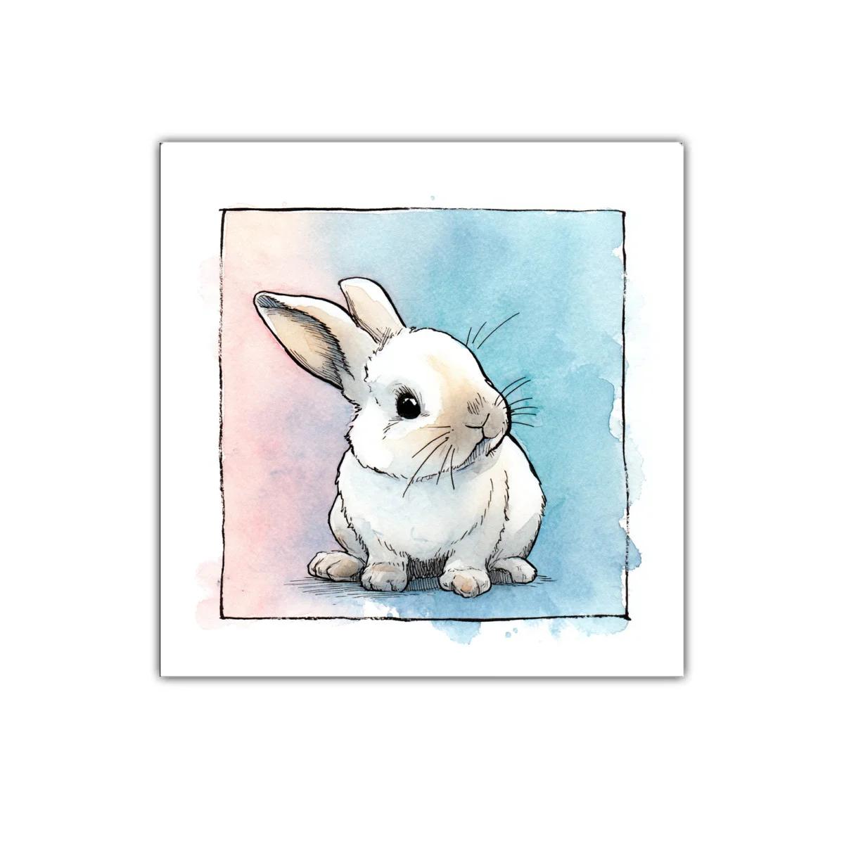 Dulce ilustración de conejo tierno en acuarela suave