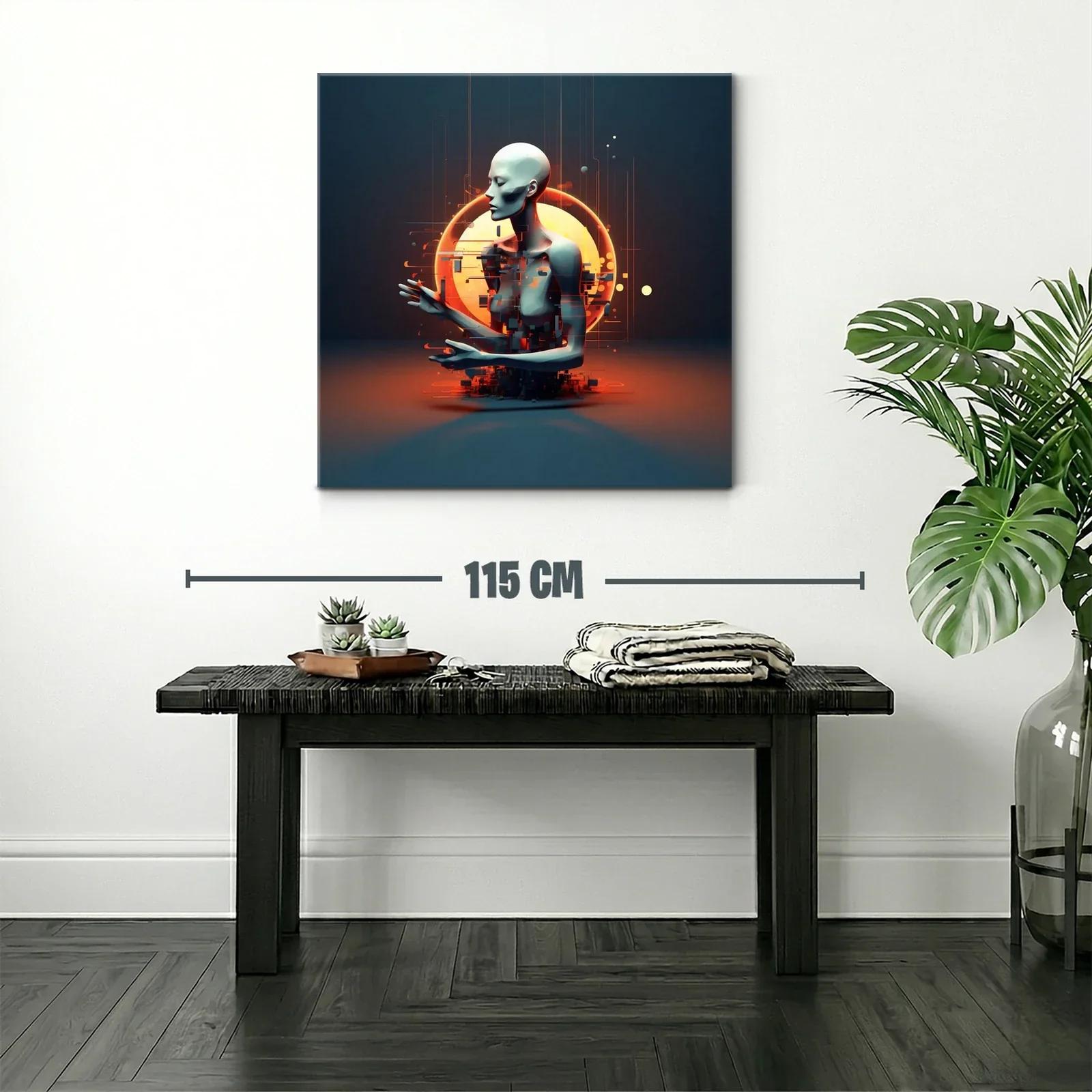 Escultura digital de figura humana futurista con halo luminoso — miniatura 2